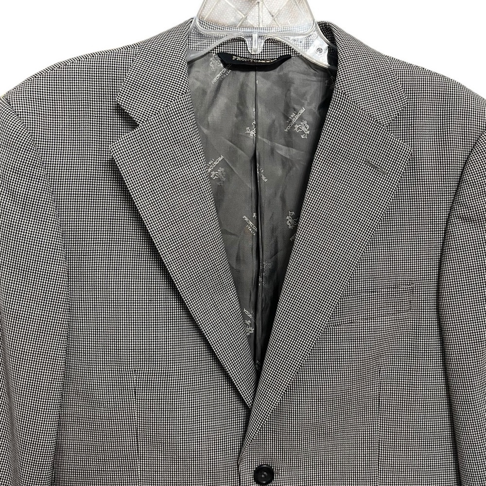 Pronto Uomo Lana Lux Silk Wool Cashmere Black White Houndstooth Sports Coat 38R - Picture 1 of 14